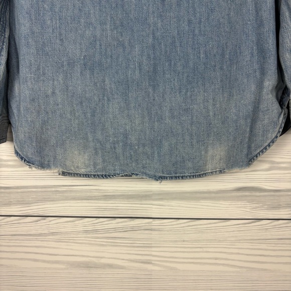 American Eagle Vintage Patchwork Denim Long Sleeve Button Down Shirt Medium - Picture 13 of 16